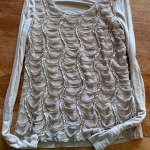 Gold, ruffled blouse